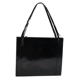GUCCI Shoulder Bag Patent leather Black Silver Auth sw1231